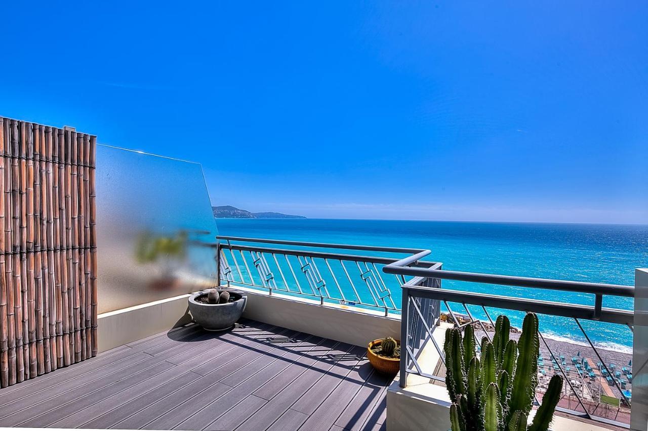 Ferienwohnung Le Florentina, Dernier Etage Avec Terrasse, Vue Sur La Baie Des Anges Nizza Exterior foto
